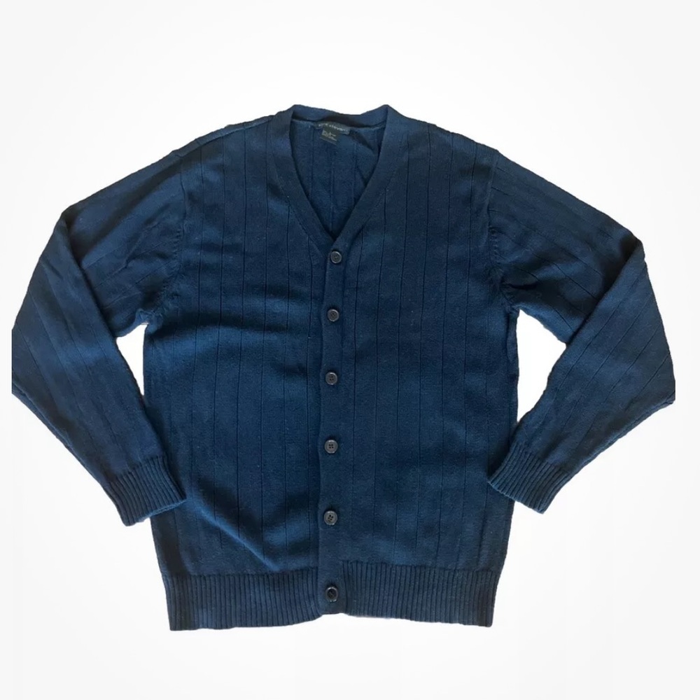 Alex Stevens Men Black Cotton V Neck Cardigan Size L